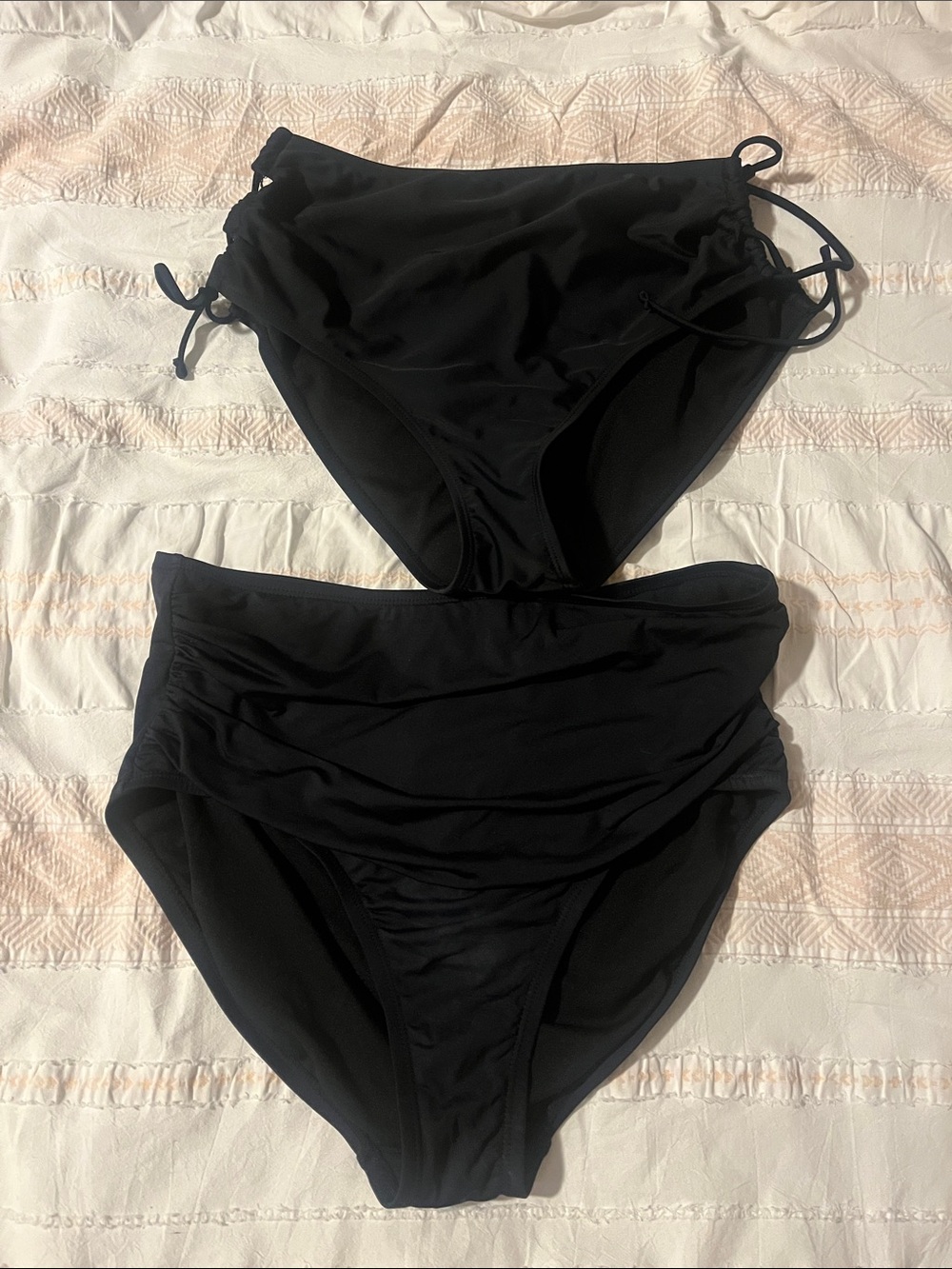 Black High Waisted Bikini Bottoms - Adjustable Sides